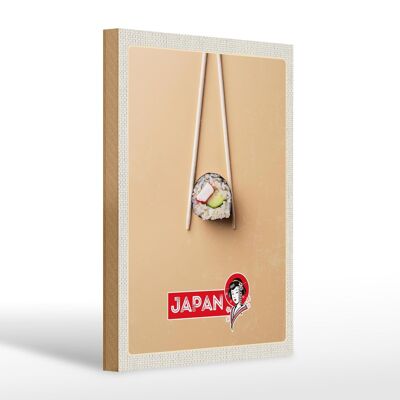 Cartel de madera viaje 20x30cm Japón Asia Sushi Pescado Pepino