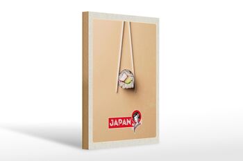 Panneau en bois voyage 20x30cm Japon Asie Sushi Poisson Concombre 1