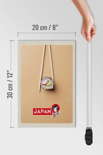 Panneau en bois voyage 20x30cm Japon Asie Sushi Poisson Concombre 4