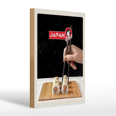 Cartel de madera viaje 20x30cm Japón Asia Sushi Pescado Algas