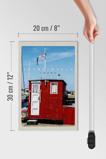 Panneau en bois voyage 20x30cm Scandinavie mer Stromly maison rouge 4
