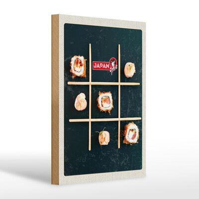 Cartel de madera viaje 20x30cm Japón soja sushi pescado pepino