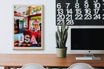 Panneau en bois voyage 20x30cm America Diner Restaurant Music Food 3