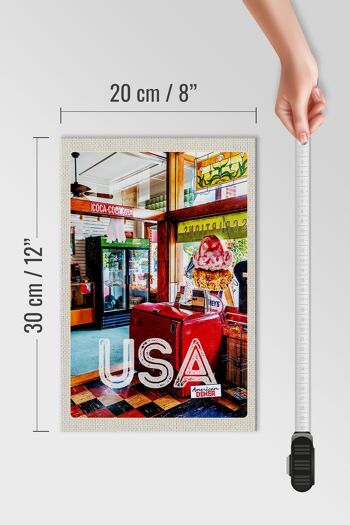 Panneau en bois voyage 20x30cm America Diner Restaurant Music Food 4