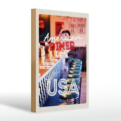 Cartello in legno da viaggio 20x30 cm America USA Diner Restaurant Holiday