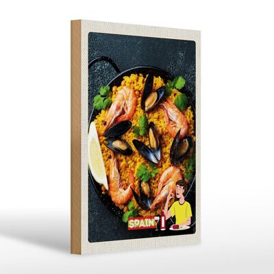 Cartello in legno da viaggio 20x30 cm Spagna Europa Conchiglie di riso Paella