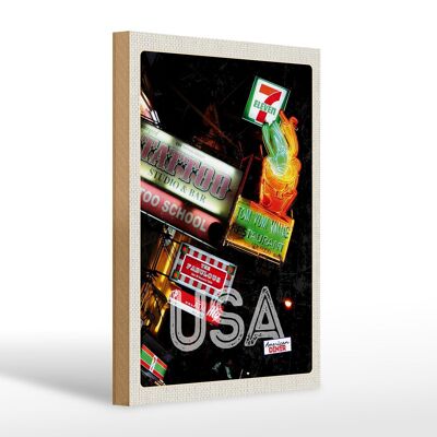 Holzschild Reise 20x30cm Amerika Tattoo Restaurant Diner 90er