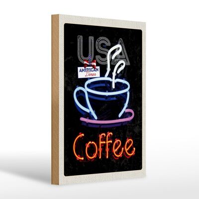 Cartello in legno da viaggio 20x30 cm USA America caffè tè torta vacanza