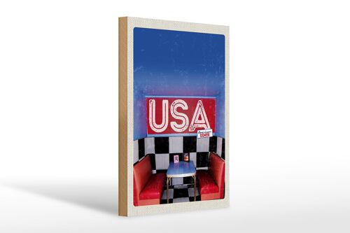 Holzschild Reise 20x30cm Amerika Diner Restaurant Fast Food