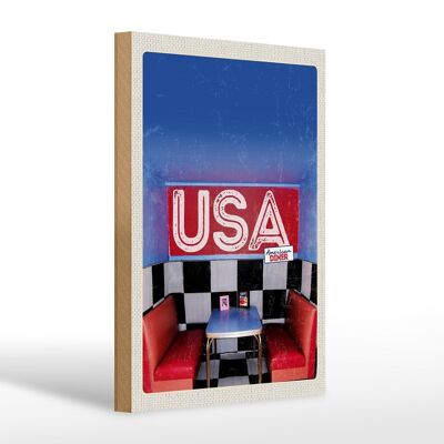 Cartello da viaggio in legno 20x30 cm America Diner Ristorante Fast Food