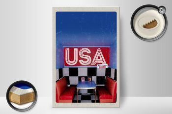 Panneau en bois voyage 20x30cm America Diner Restaurant Fast Food 2