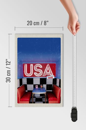 Panneau en bois voyage 20x30cm America Diner Restaurant Fast Food 4