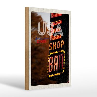 Cartel de madera viaje 20x30cm America USA Bar Shop Diner celebrar