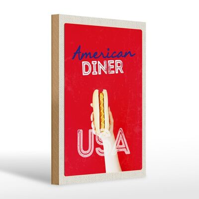 Cartello in legno da viaggio 20x30 cm America USA Hot Dog Fast Food