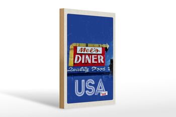 Panneau en bois voyage 20x30cm America Mees Diner Restaurant 1