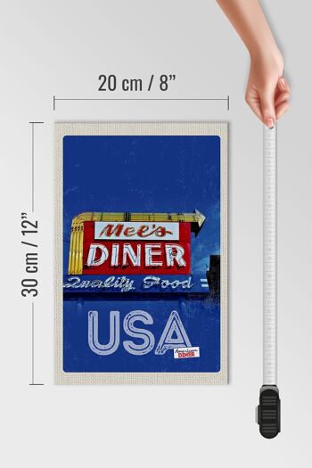 Panneau en bois voyage 20x30cm America Mees Diner Restaurant 4