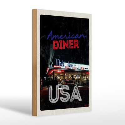 Cartel de madera viaje 20x30cm USA Diner Restaurante Almuerzo Cena