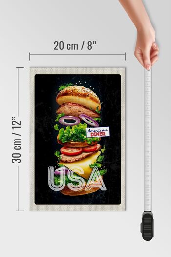 Panneau en bois voyage 20x30cm Amérique USA burger tomates peinture 4