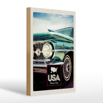 Cartel de madera viaje 20x30cm USA America Auro Dynamic 88 azul