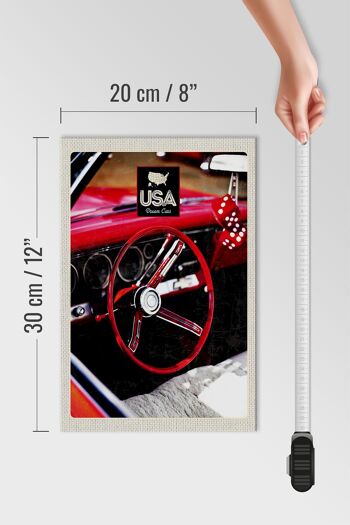 Panneau en bois voyage 20x30cm Amérique voiture vintage USA cube rouge 4