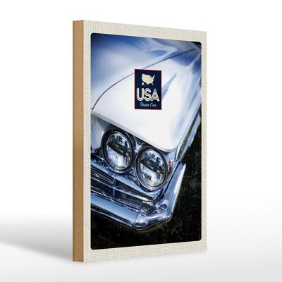 Cartello in legno da viaggio 20x30 cm America classica auto bianca Dream Cars