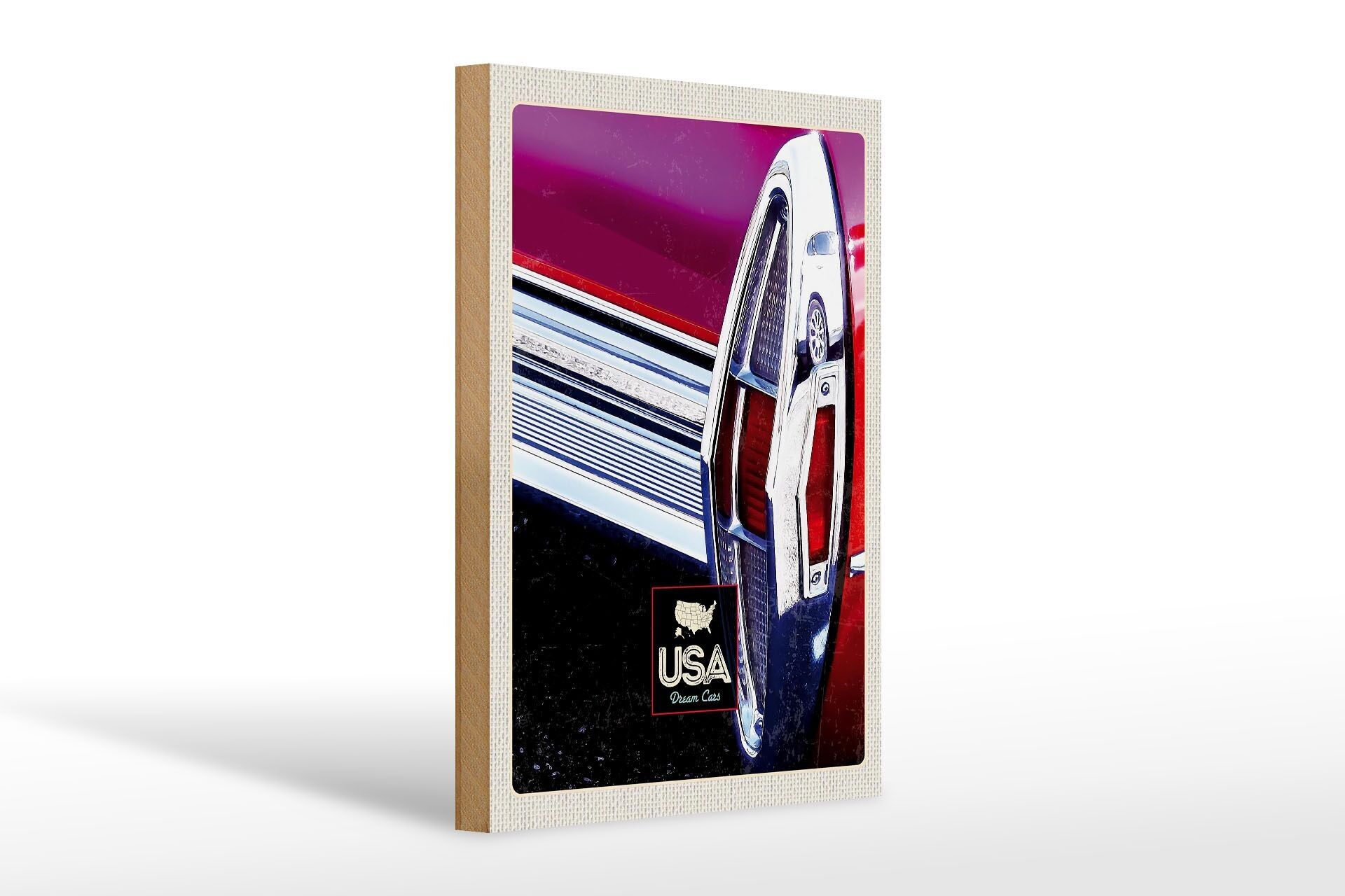 Panneau en bois voyage 20x30cm Amérique vintage voitures de rêve vacances