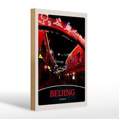 Holzschild Reise 20x30cm China Beijing Stadt Weihnachten