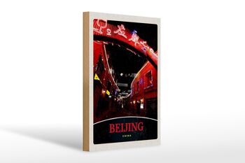 Panneau en bois voyage 20x30cm Chine Pékin ville Noël 1