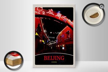 Panneau en bois voyage 20x30cm Chine Pékin ville Noël 2