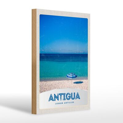 Cartel de madera viaje 20x30cm Antigua isla caribeña mar playa