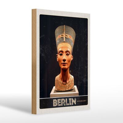 Cartel de madera viaje 20x30cm Berlín Alemania Museo Faraón