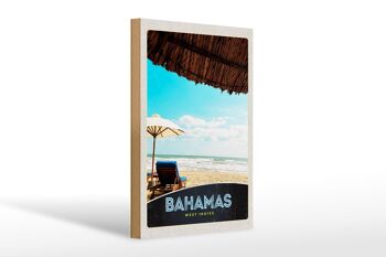 Panneau en bois voyage 20x30cm Bahamas ouest Inde vacances soleil 1