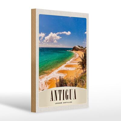 Cartello in legno da viaggio 20x30 cm Antigua Caraibi spiaggia mare vacanza