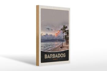 Panneau en bois voyage 20x30cm Barbade plage mer tempête vacances 1