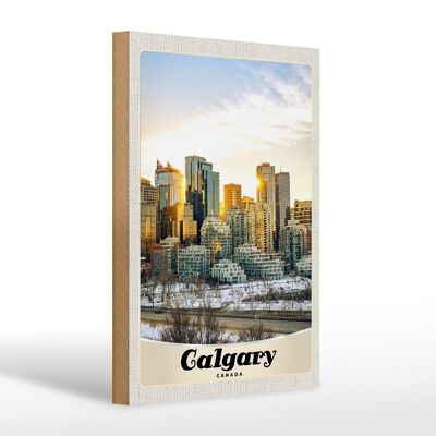 Wooden sign travel 20x30cm Calgary Canada Europe holiday snow