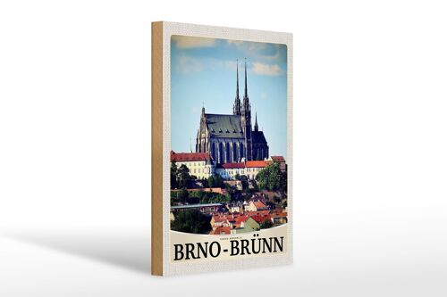 Holzschild Reise 20x30cm Brno-Brünn Tschechien Stadt Kirche