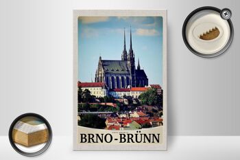 Panneau en bois voyage 20x30cm Église de la ville de Brno-Brünn République tchèque 2