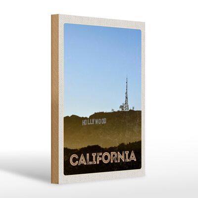 Cartello in legno da viaggio 20x30 cm California America Hollywood Star