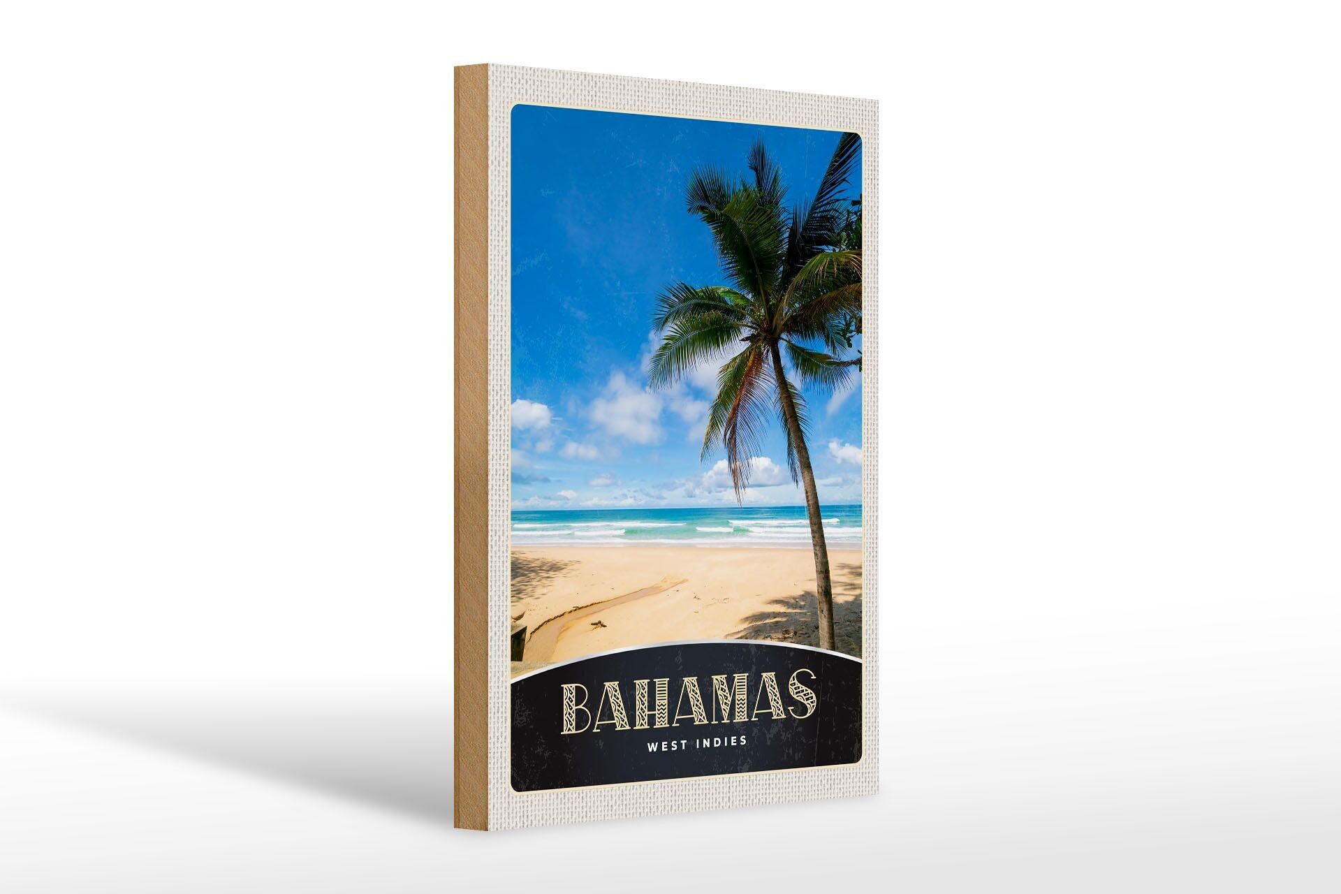 Panneau en bois voyage 20x30cm Bahamas Antilles plage palmier