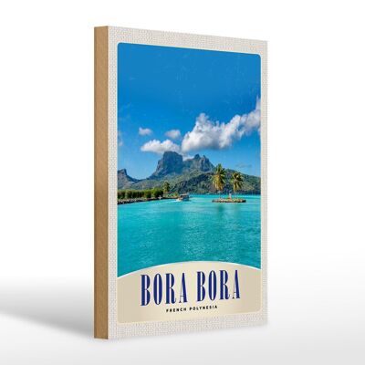 Cartel de madera viaje 20x30cm Isla Bora Bora Polinesia