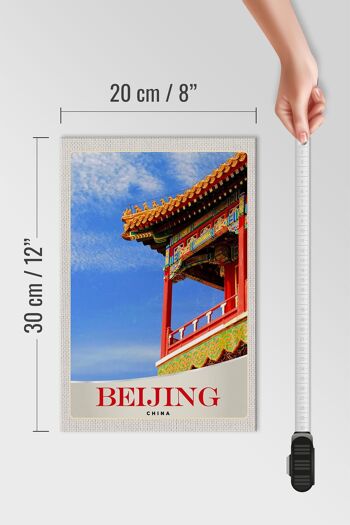 Panneau en bois voyage 20x30cm Pékin Chine maison colorée traditionnelle 4