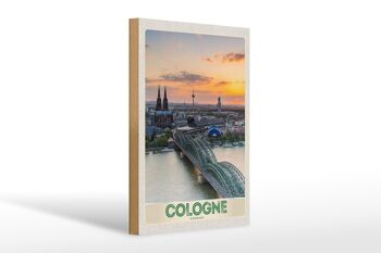 Panneau en bois voyage 20x30cm Cologne Allemagne city trip pont de la cathédrale 1