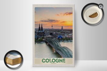 Panneau en bois voyage 20x30cm Cologne Allemagne city trip pont de la cathédrale 2