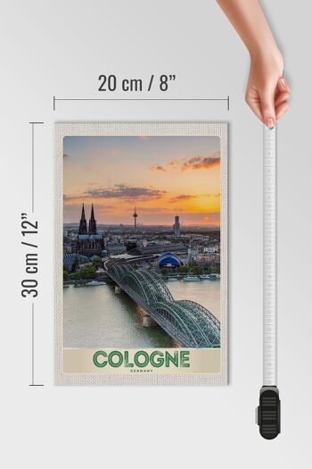 Panneau en bois voyage 20x30cm Cologne Allemagne city trip pont de la cathédrale 4