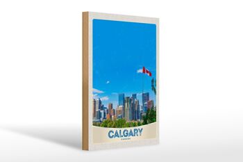 Panneau en bois voyage 20x30cm Calgary Canada drapeau de la ville vacances 1