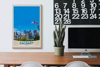 Panneau en bois voyage 20x30cm Calgary Canada drapeau de la ville vacances 3