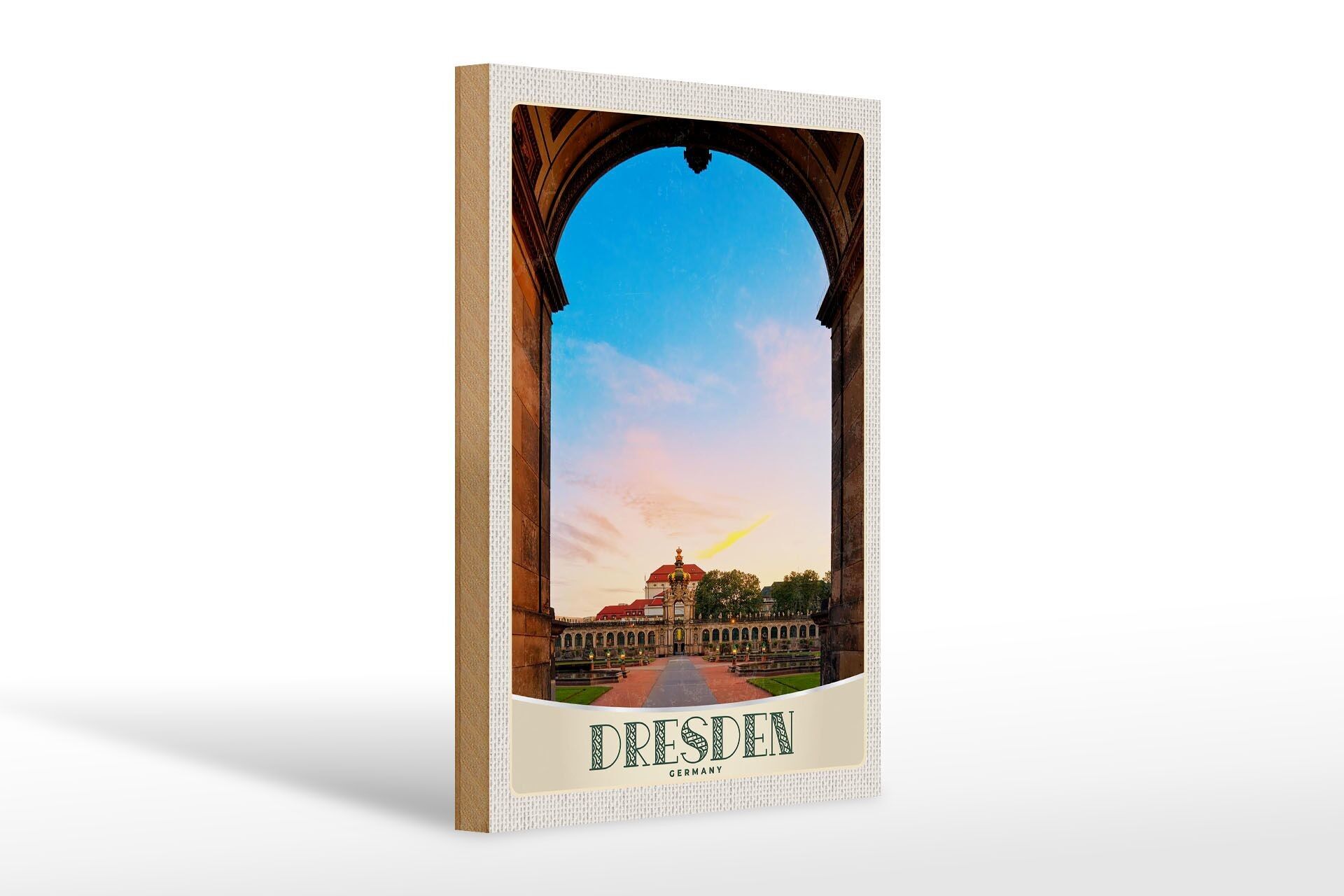 Cartello in legno da viaggio 20x30 cm Dresda Germania giardino