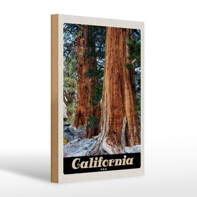 Cartel de madera viaje 20x30cm California América naturaleza bosque árboles