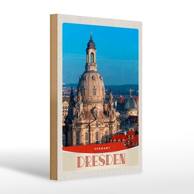 Cartel de madera de viaje 20x30cm Póster de retrato de arquitectura de Dresde