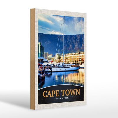 Panneau en bois voyage 20x30cm Cape Town Afrique du Sud Yacht Sea
